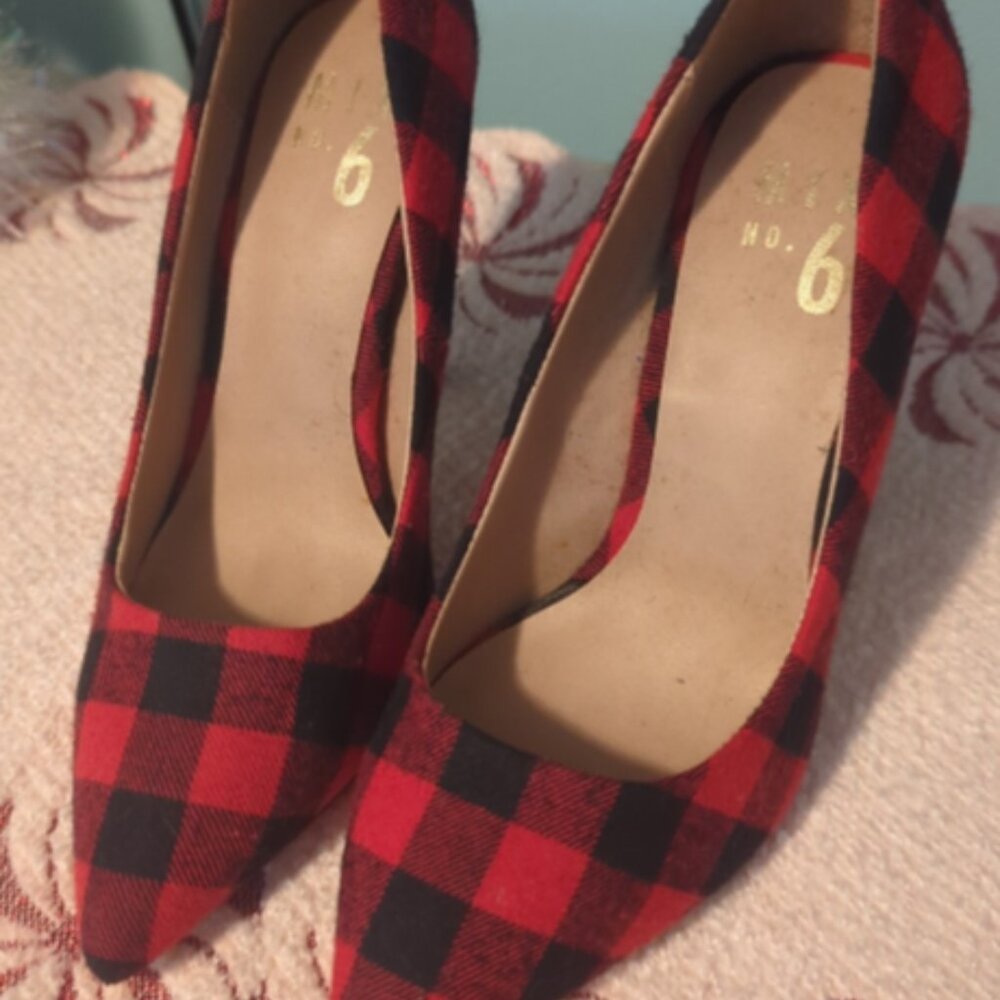 Mix No. 6 Lill Heels Size 5.5 Buffalo Plaid Black And Red